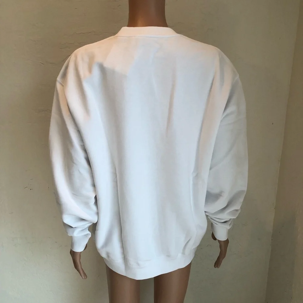 Gucci Logo GG Men’s Size S Felted Cotton Jersey White/Brown Sweatshirt Pullover